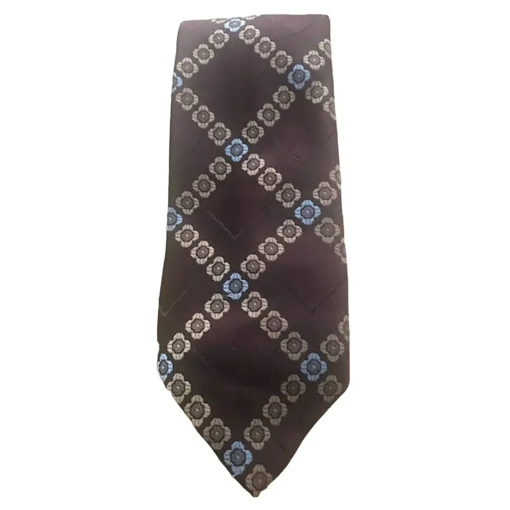 Vintage Brown Montgomery Ward Tie, Tan and Blue Floral Necktie